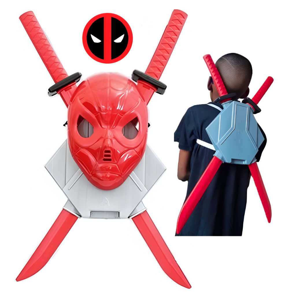 Kit 2 Espadas Ninja Brinquedo Infantil + Mascara + Suporte