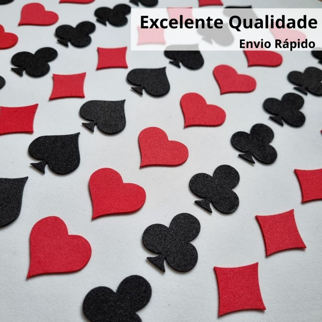 100 Apliques Decoração Pet Naipe Baralho 3,5cm Eva Liso sem adesivo | Corte a laser envio rápido