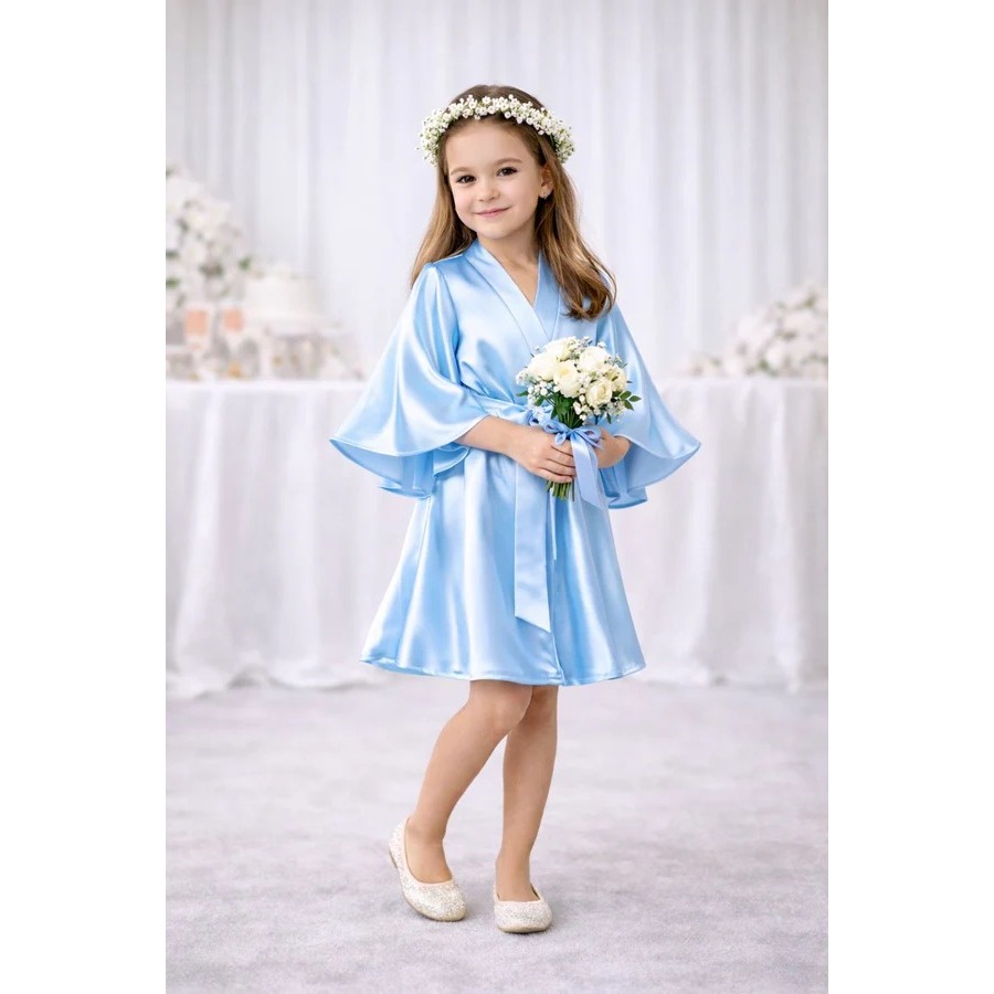 Robe Infantil Cetim Daminha  Azul Claro