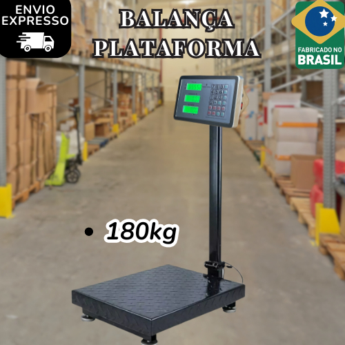 Balança Plataforma 180kg com Mastro Bivolt Digital em Oferta na Shopee