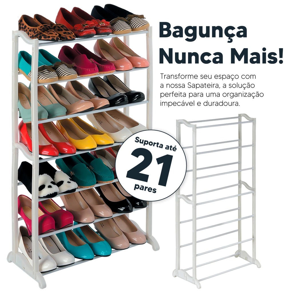 Sapateira Vertical até 21 Pares 7 Prateleira Organizador em Oferta na Shopee