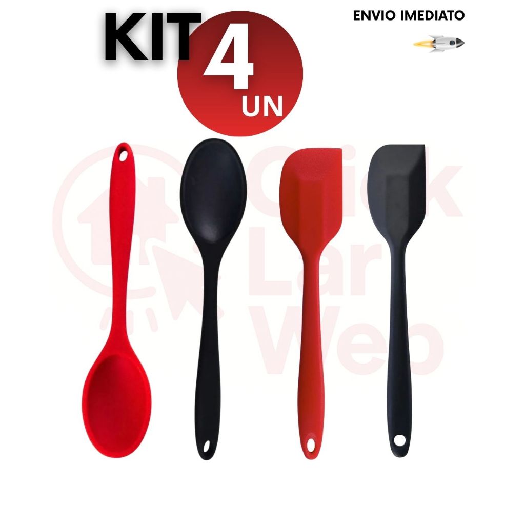 Kit 2/4/8 unidades Colheres e Espátulas de Silicone Resistência Praticidade Antiaderente Utilidade