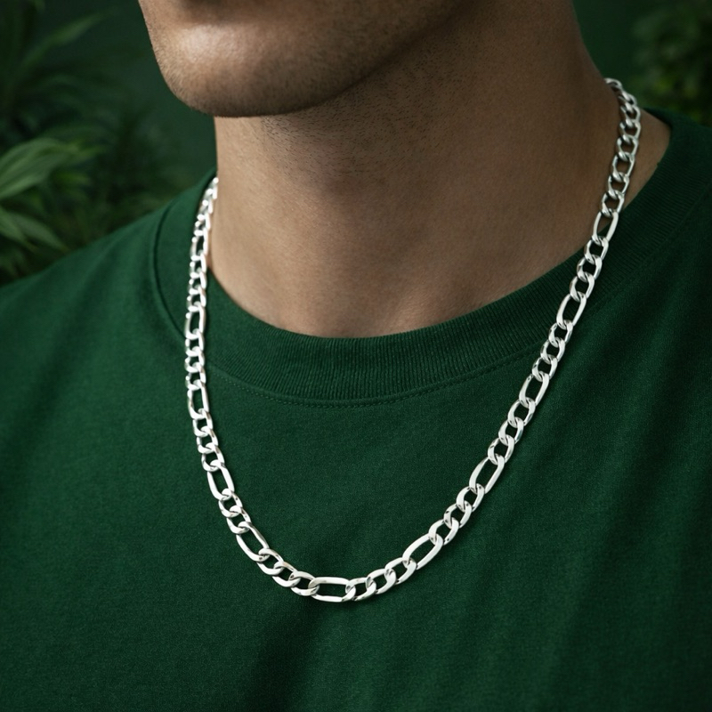 Corrente Elos Três e Um 60cm 4mm em Prata 925 Joia Masculina Robusta e Sofisticada