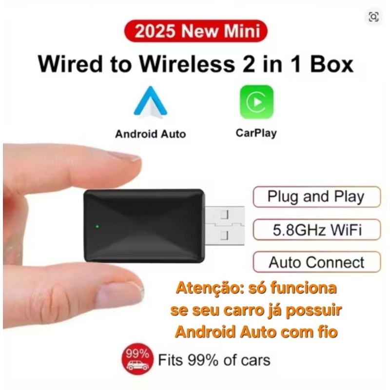 Adaptador Android Auto e Car Play sem fio USB em Oferta na Shopee