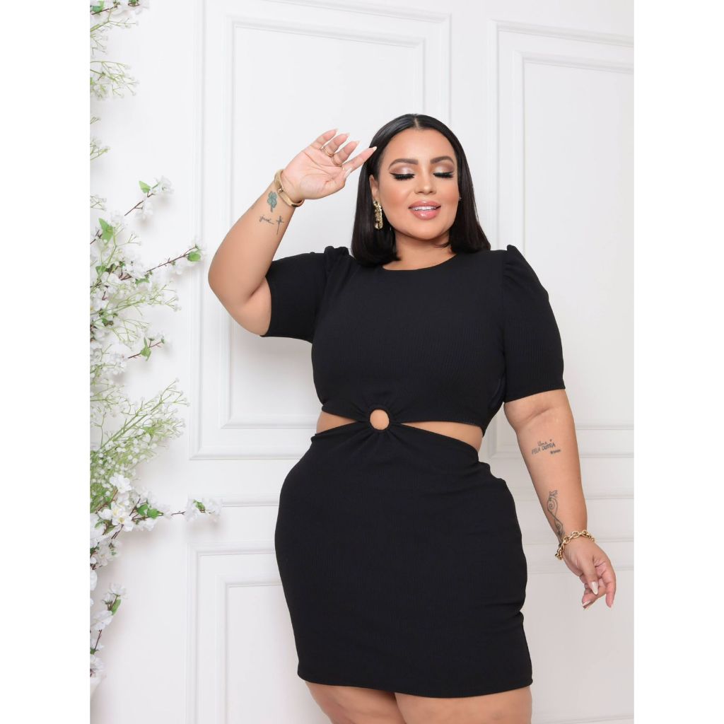 Vestido Feminino Manga Princesa Curto Beatriz Plus Size