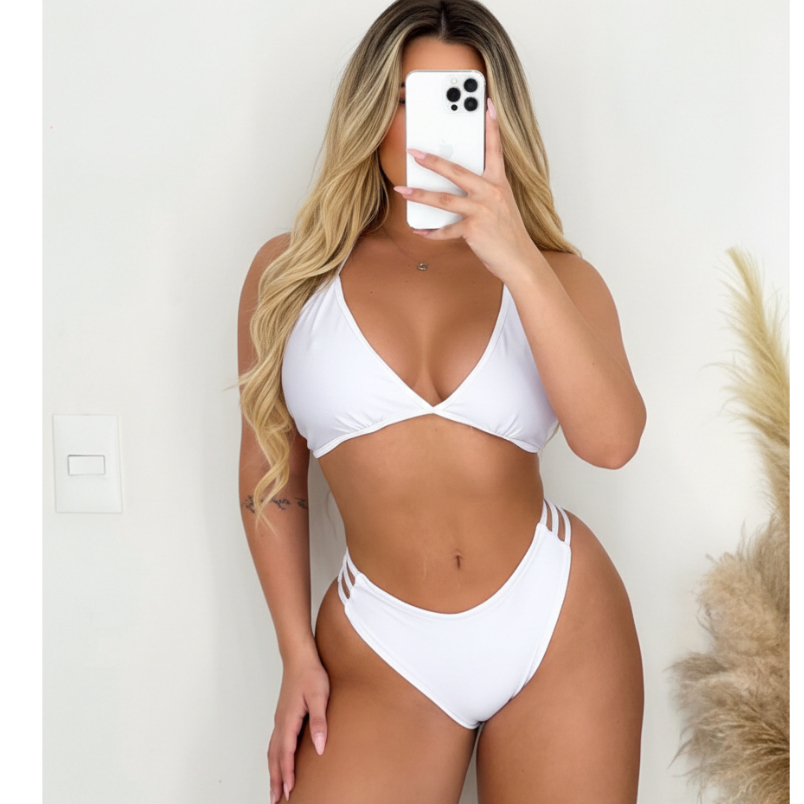 BIQUINI TAÇA BRANCO MEIO FIO em Oferta na Shopee