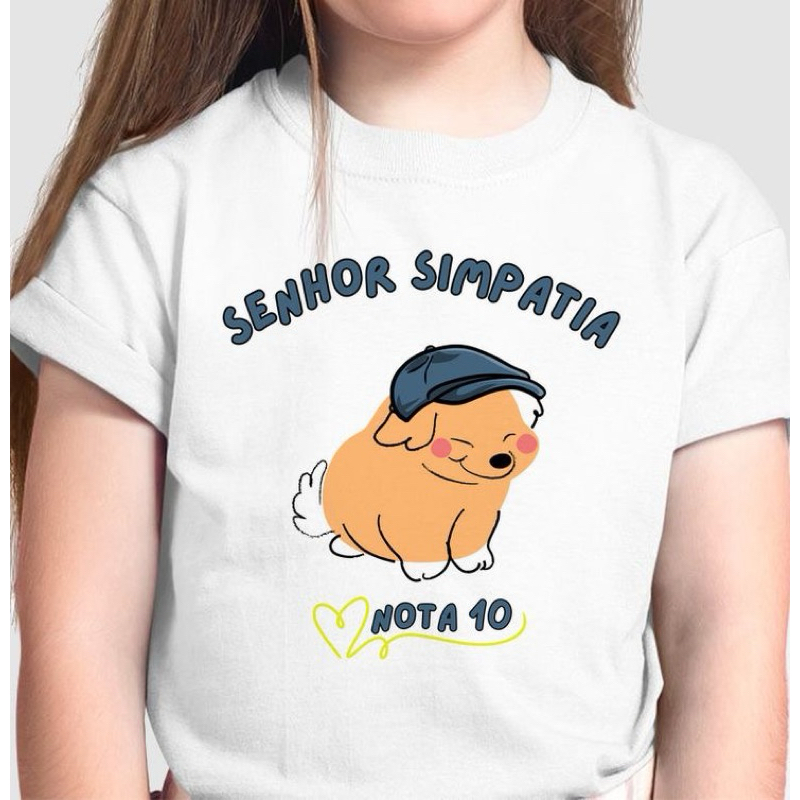 Camiseta Infantil Unissex Fofo Cachorro Senhor Simpatia Criança Engraçada Confortável 100% algodão