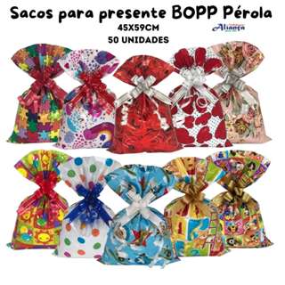 50 Sacos de presente BOPP Pérola 45x59cm embalagem para presente em Oferta na Shopee