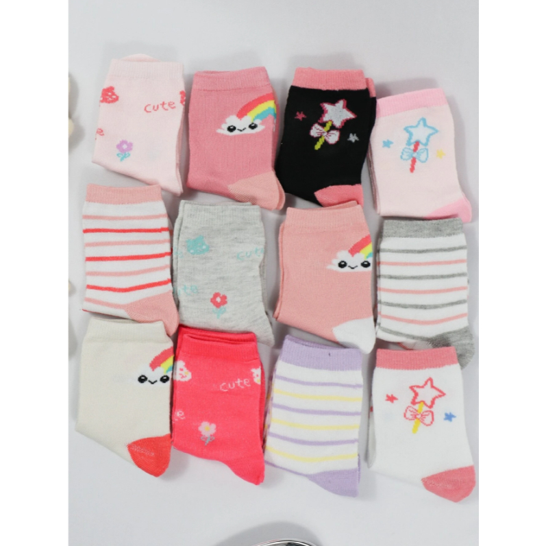 Kit 18 Pares Meias Menina Estampadas – Ideal para Escola e Passeio — imagem 2 de 2
