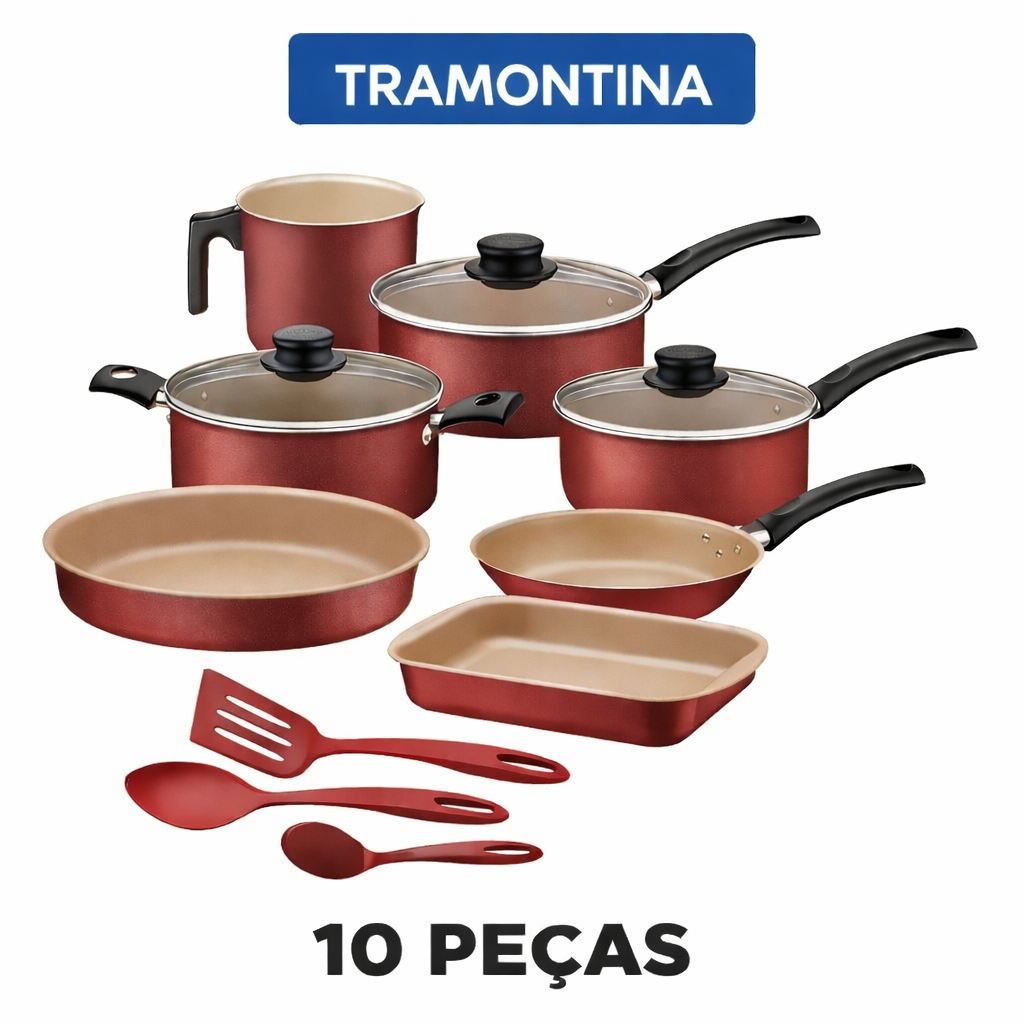 Jogo De Panelas 10 Peças Turim Antiaderente Max Tramontina em Oferta na Shopee