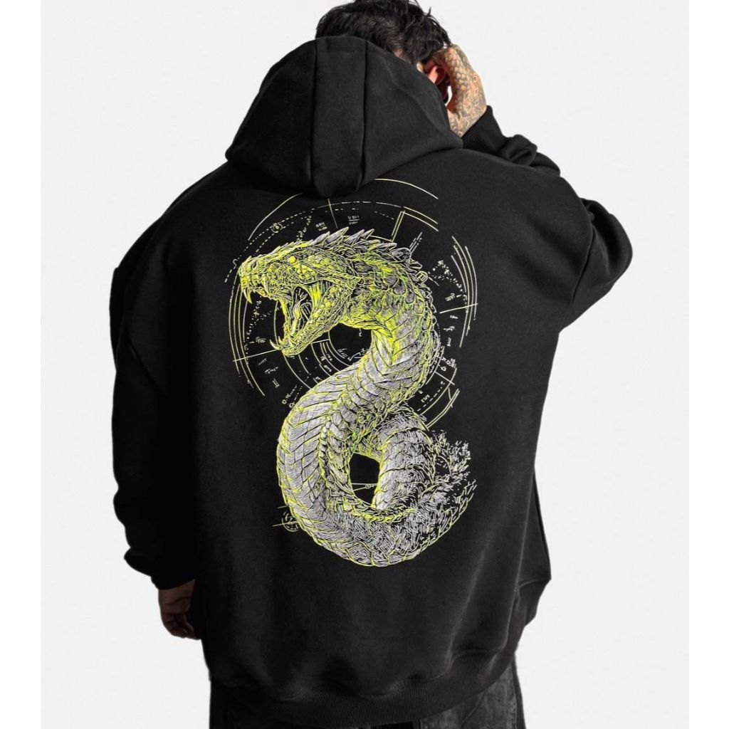 Moletom Capuz Anime Dragon Tech Neon Aftersoul Unissex Plus Size PP ao G3 Peluciado