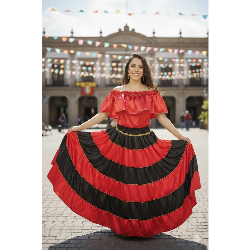 CONJ. POMBA GIRA - BLUSA E SAIA - 6M DE RODA- roupa umbanda-ENVIAMOS O MAIS RÁPIDO POSSÍVEL----