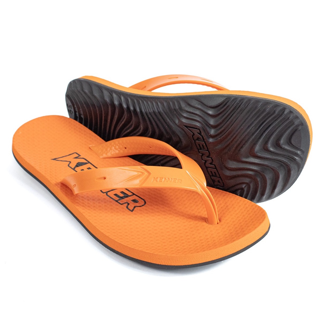 Chinelo Kenner Sandália Original New Summer Unissex Laranja e Preto