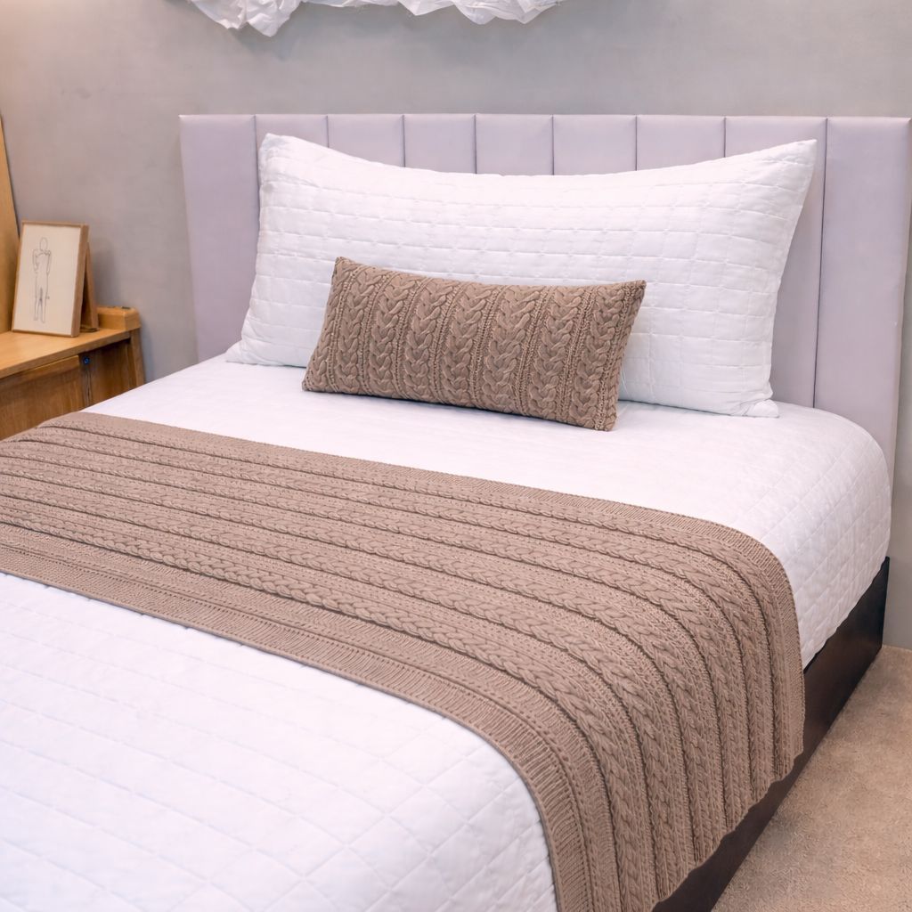 KIT PESEIRA TRANÇADA SOLTEIRO + 1 CAPA ALMOFADA 30X50 TRICOT DECORAÇÃO QUARTO LUXO VÁRIAS CORES em Oferta na Shopee