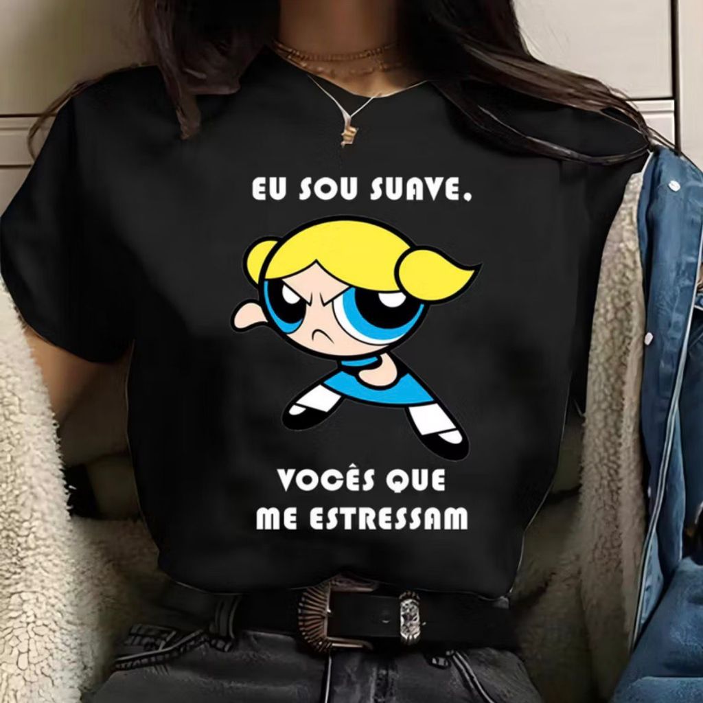 Camiseta Feminina Eu Sou Suave Docinho Lindinha Florzinha Super Poderosas Meme