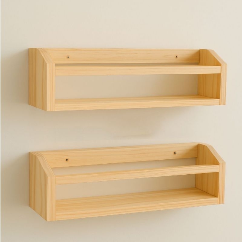 Kit  2 Nicho Decoração de Madeira Pinus Prateleira Livros Quarto Infantil 45 cm Suspenso Parede em Oferta na Shopee