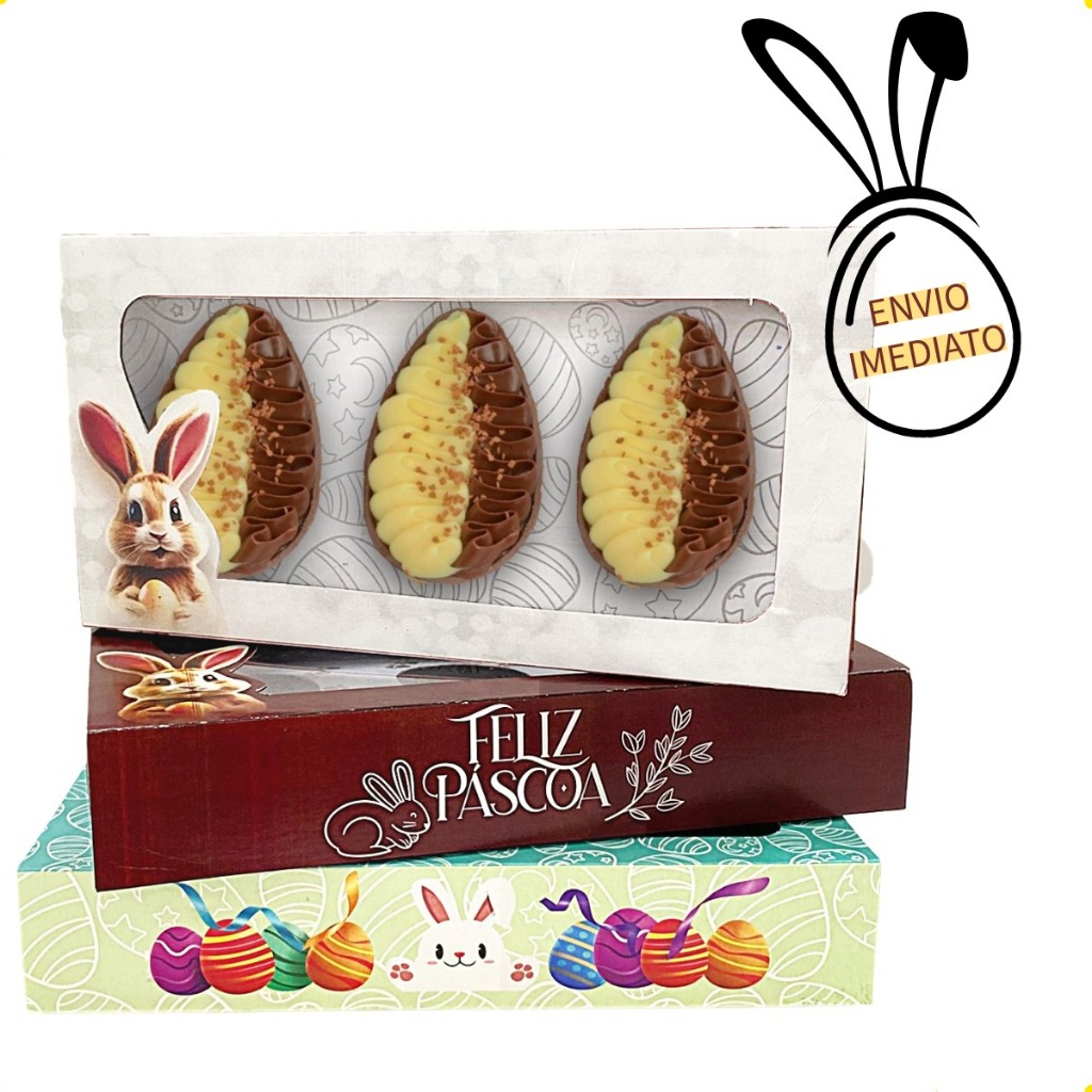 Kit 10 un - Caixa para Ovo de Colher Trio 50g Lembrancinhas Embalagem Ovo de Páscoa 2026 - Forma 50g em Oferta na Shopee