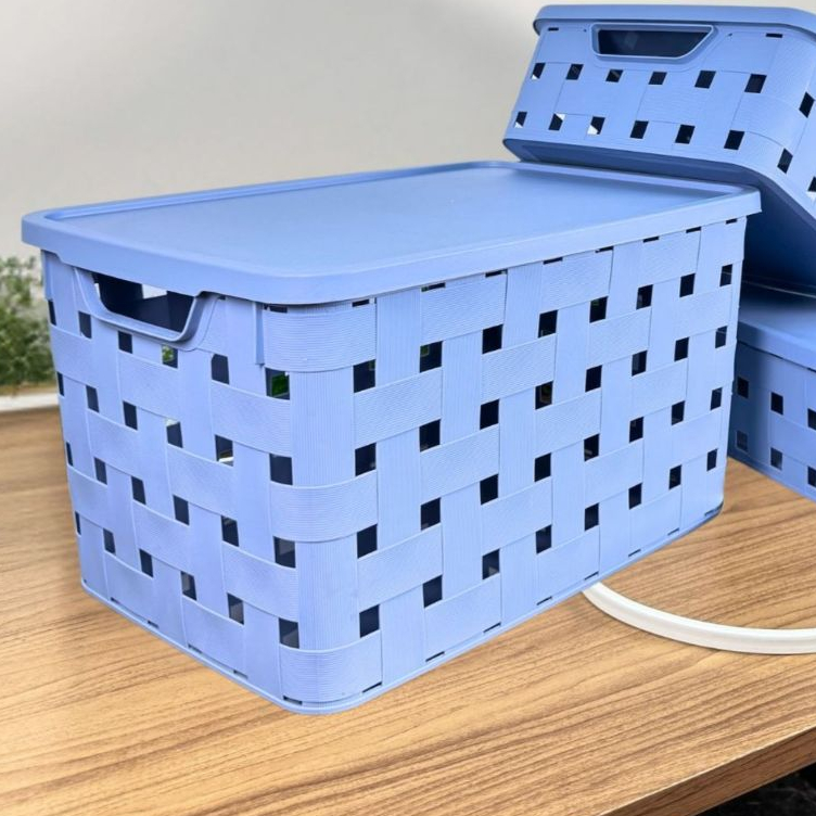 Caixa Organizadora de Fitas com Tampa 29L Azul