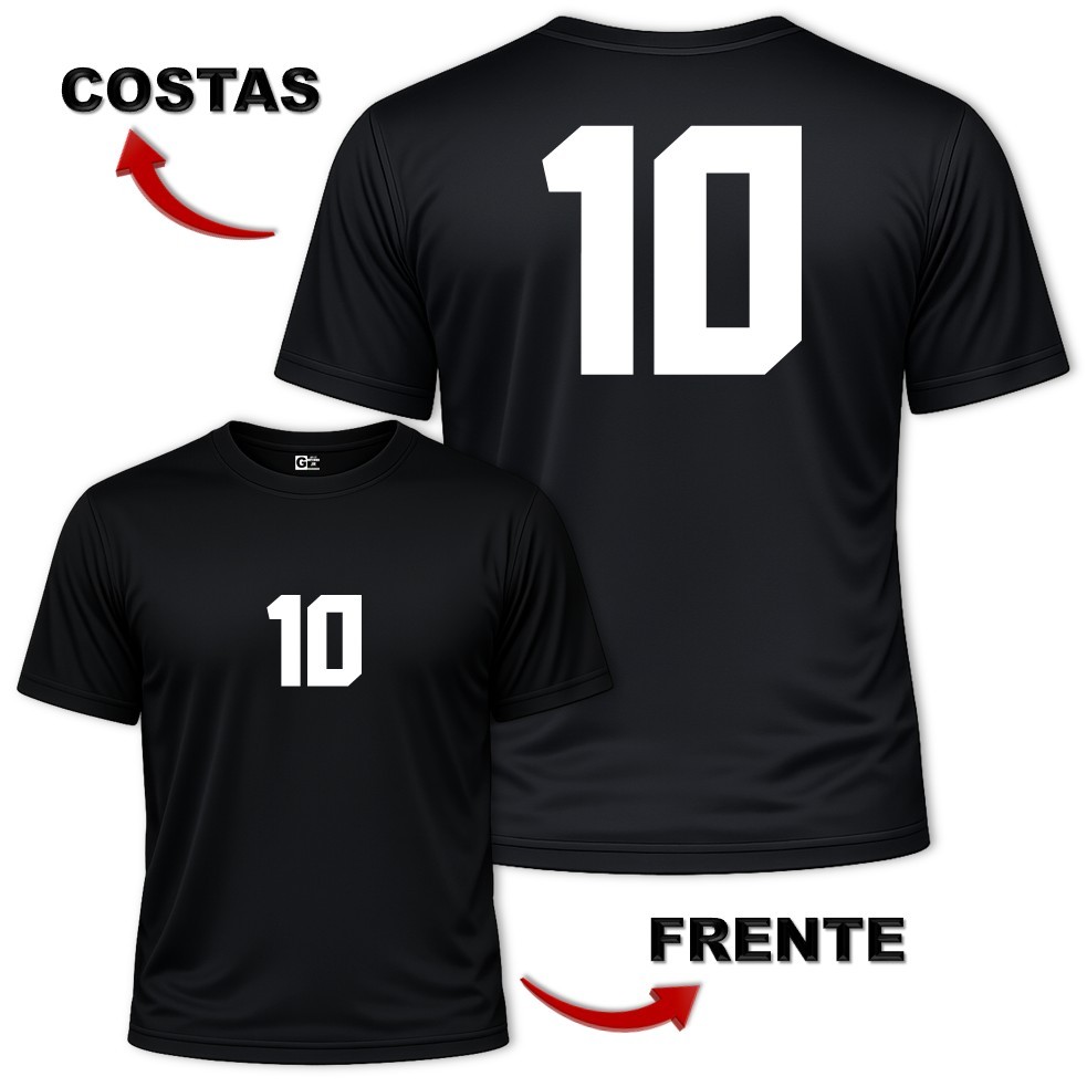 Camisa Camiseta Masculina Futebol Futsal Dry Fit Academia Esportivo Treino com o Número 10