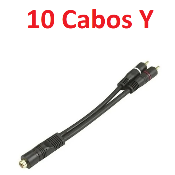 kit 10 Cabo Y De Audio Rca 2 Macho 1 Femea Som automotivo Permak