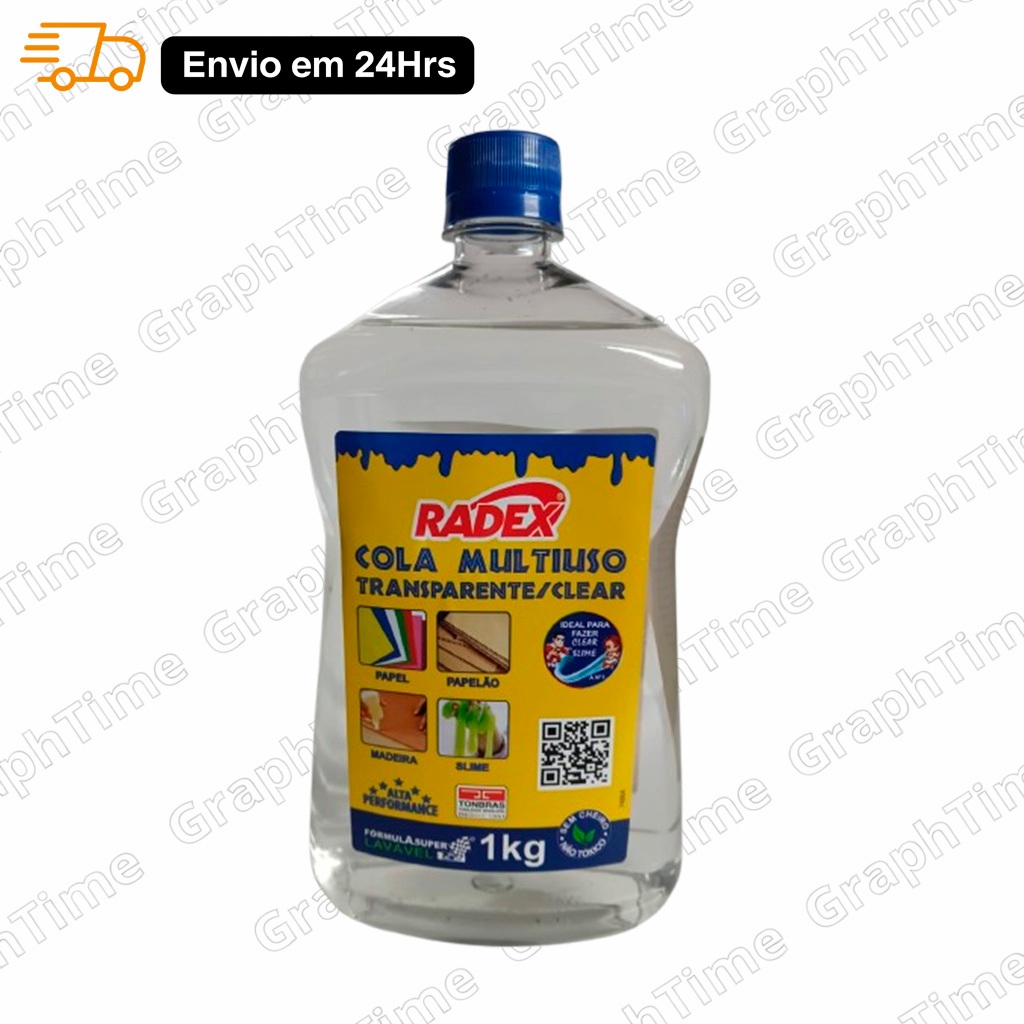 🟡 Cola Multiuso Transparente Radex 1000g – Ideal para Papel, Madeira, Tecido e Slime