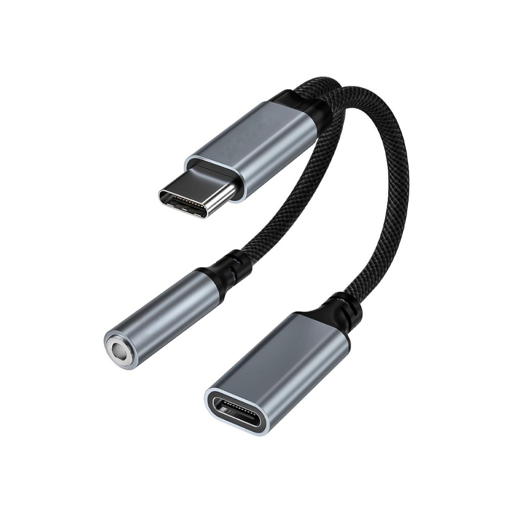 Adaptador OTG Tipo C para Tipo C e Fone P2 Com Chip DAC Integrado Áudio Auxiliar de 3,5 mm Com Carregamento Rápido em Oferta na Shopee