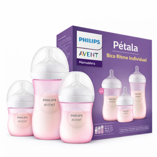 Kit 3 Mamadeiras Pétala 3.0 Rosa 125 + 260 + 330ml - Philips Avent