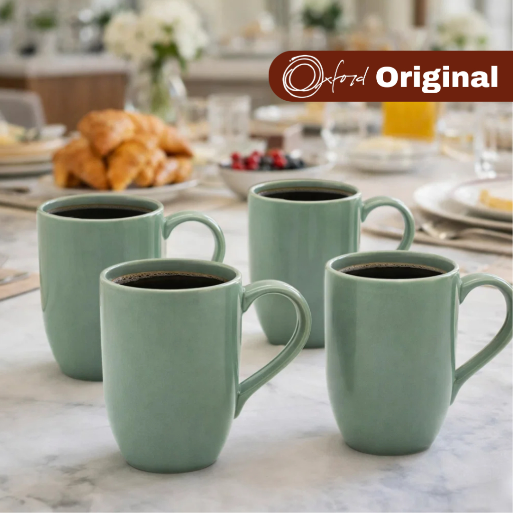 Conjunto Com 4 Canecas De Cerâmica Flat 350Ml Verde - Oxford Original