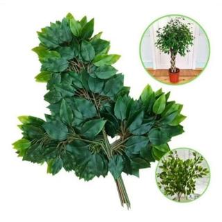 Kit 10 Galhos Folha De Ficus Artificial Decoração Folhagem
