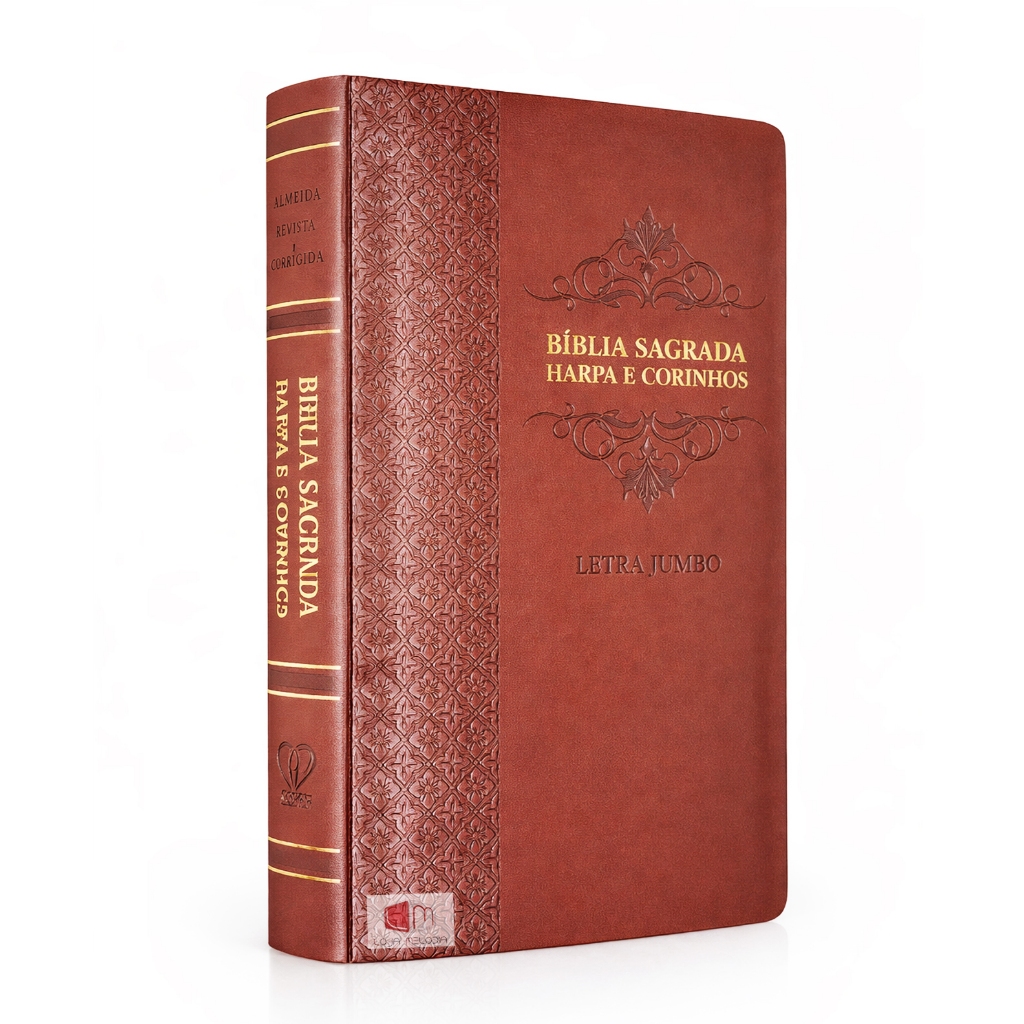 Bíblia Sagrada Gigante Letra Jumbo ARC Almeida Revista Corrigida com Harpa Capa Arabesco Bordô
