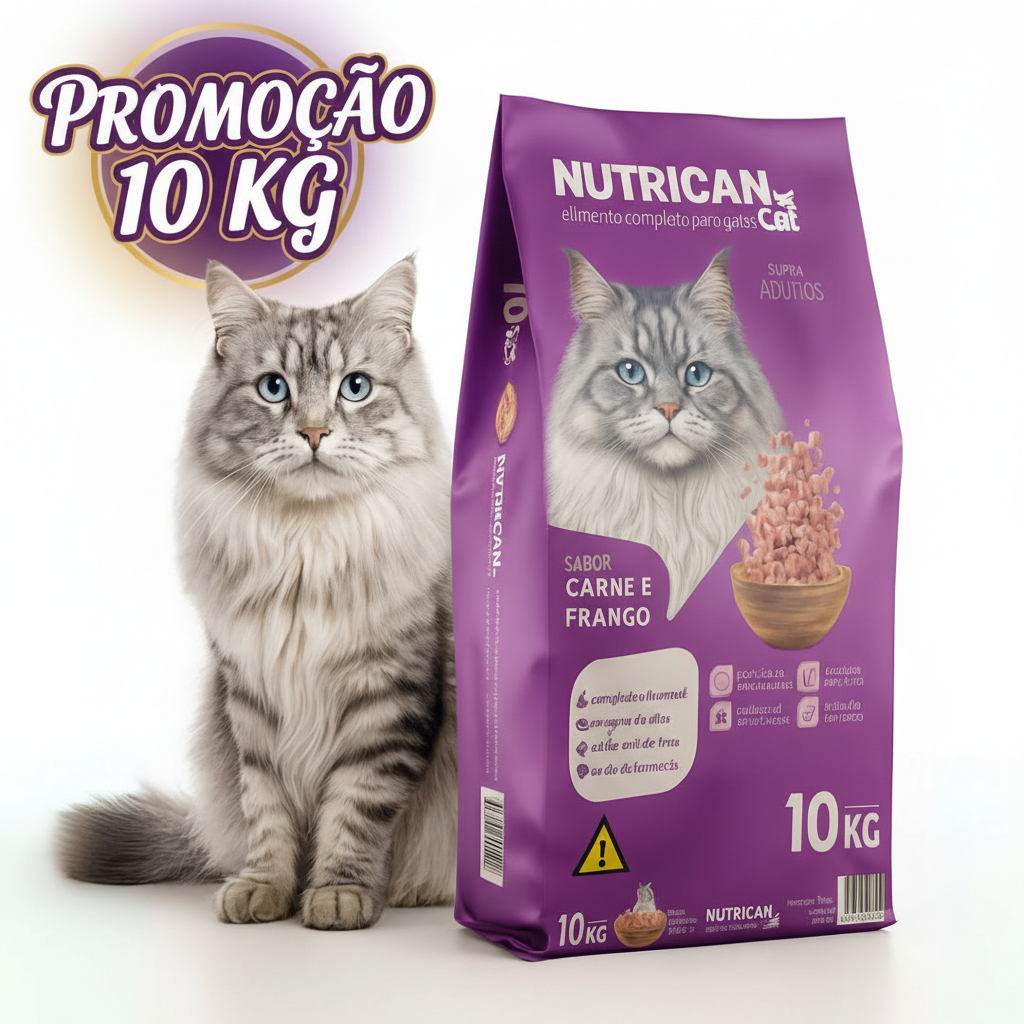 Ração Para Gatos Adultos Nutrican Cat Carne & Frango – 10,1kg em Oferta na Shopee