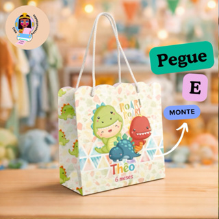 Kit 40 Sacolinha Personalizadas De Festa Infantil Dino Baby Nome Idade em Oferta na Shopee