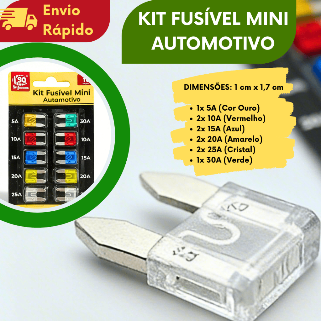 KIT Fusivel Automotivo (10/20/30/40/50/60 Peças) Proteção Veicular KIT Fusível Mini Para Carros