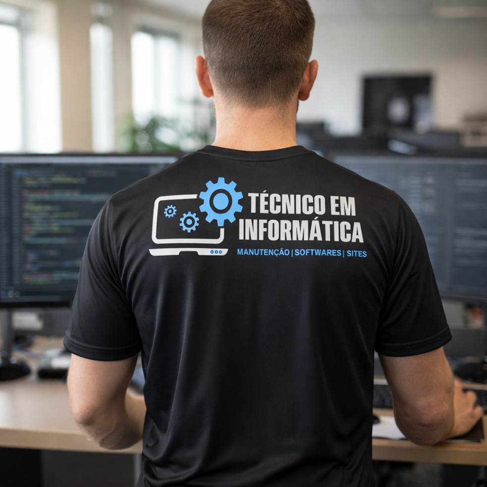 Camisa Masculina Camiseta TÉCNICO EM INFORMÁTICA Pc Computador Uniforme Profissão Dry Fit Básica