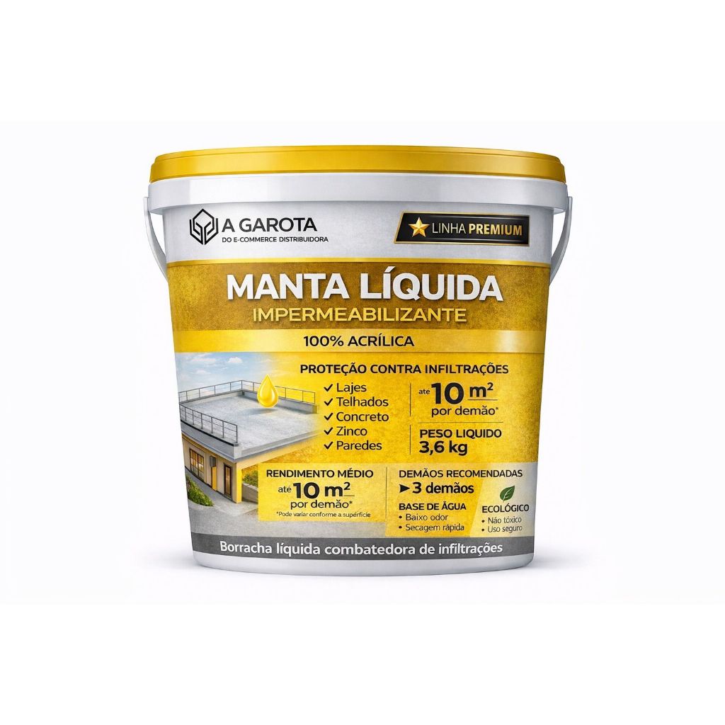 3,6kg Manta Borracha Liquida Eurodecor Combate A Infiltração Lajes Paredes Telhados