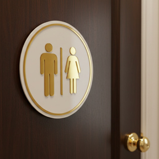 Placa de Banheiro Circular em Acrílico Placa de porta 15x15cm em Oferta na Shopee