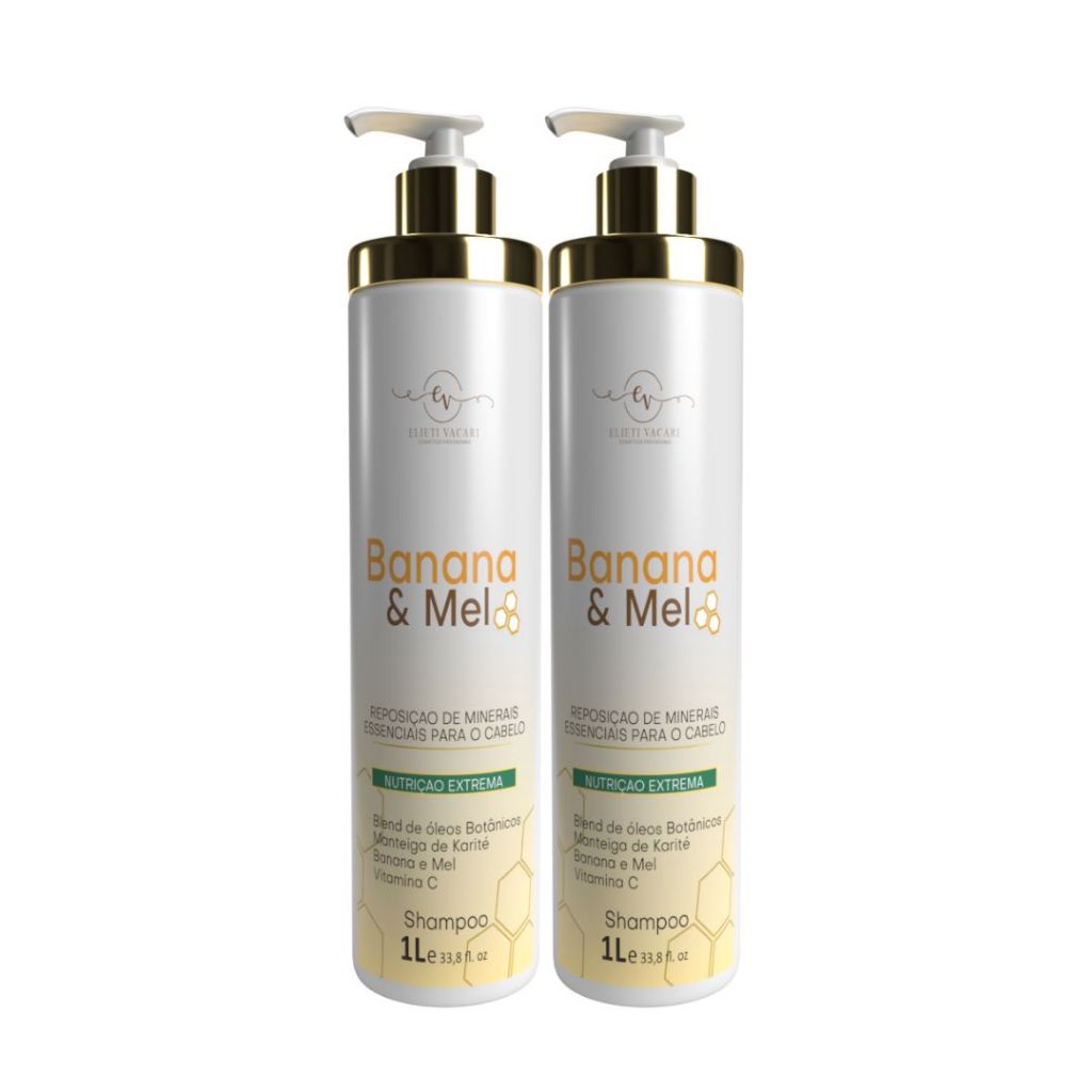 2 Shampoo Banana e Mel Nutrição Extrema 1l - Elieti Vacari