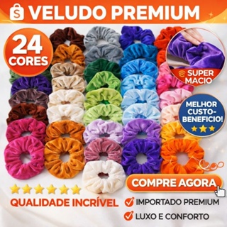 kit50 unid. Xuxinhas Scrunchies de Veludo elástico de cabelo-DIVERSAS cores em Oferta na Shopee