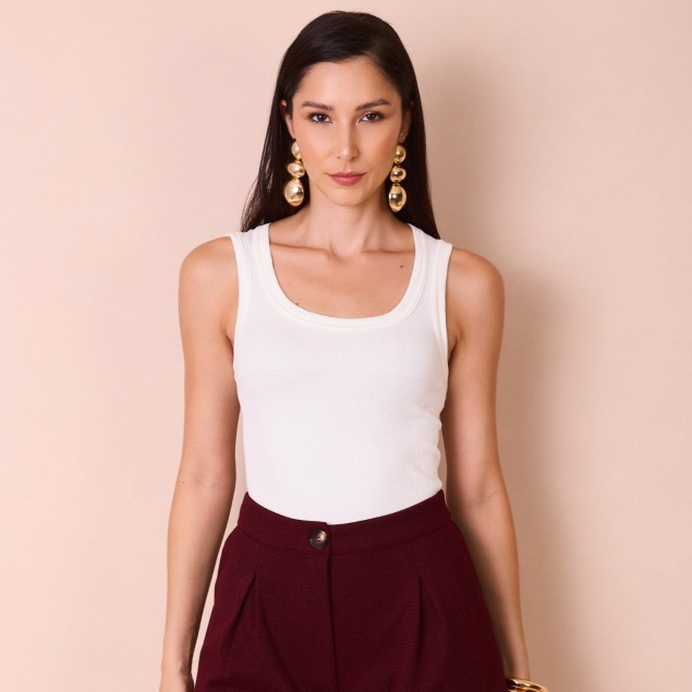 Blusa Feminina Regata Soft Skin Decote U Profundo Premium Básica Cropped Moderna Elegante Casual em Oferta na Shopee