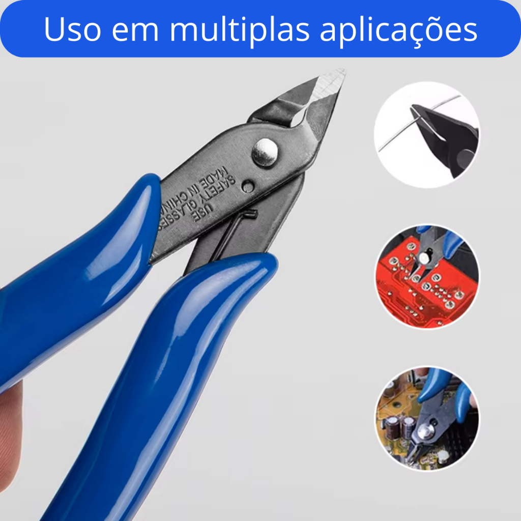 Alicate De Corte Rente Diagonal Zero 170 Azul Afiado Para Eletrônica Precisão Isolado Fios Plato 132