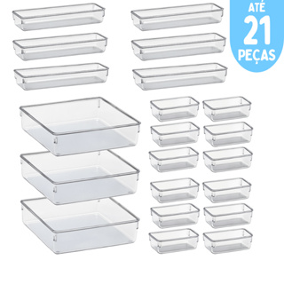 Kit até 21 Organizador Modular Multiuso de Acrilico Gaveta Geladeira em Oferta na Shopee