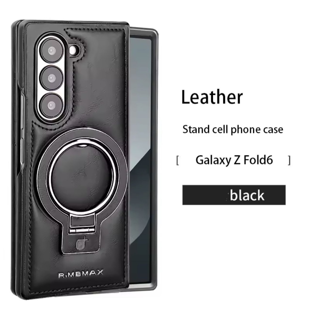 Capa De Couro Premium Suporte De Anel Anti-impacto carregamento por indução Para Samsung Z Fold 6 e Z Fold 7