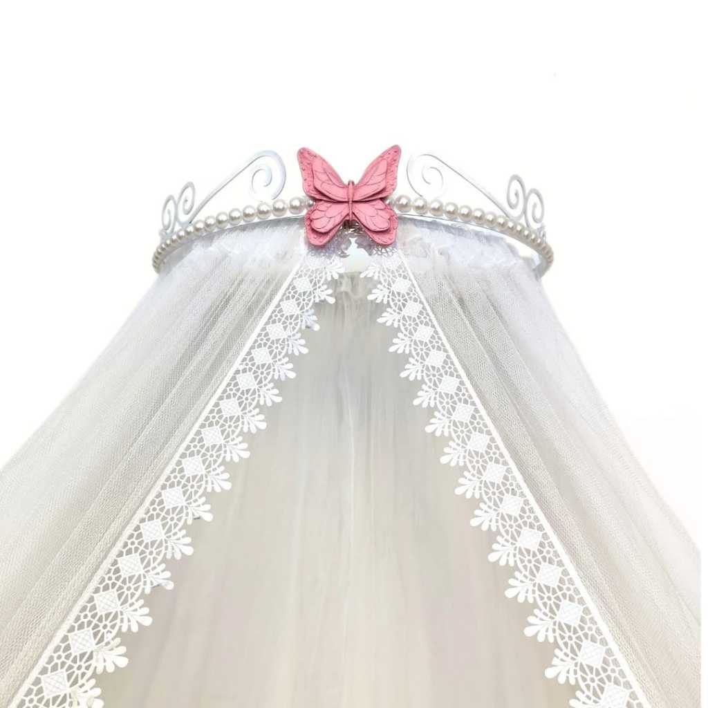 Dossel com mosquiteiro tule borboleta para berço