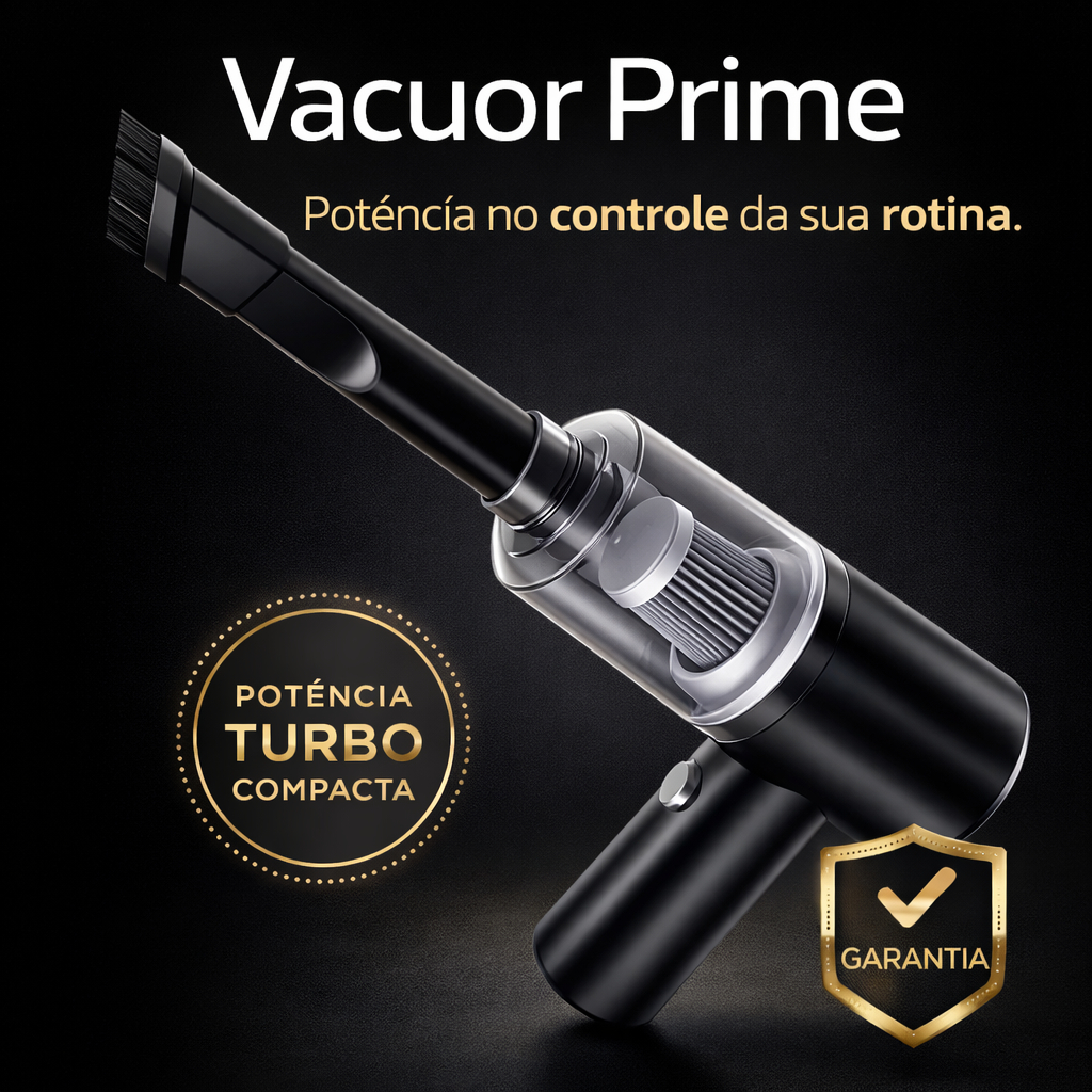 Vacuor Prime - Mini Aspirador Portátil. Compacto, Potente, Uso Automotivo, Residencial e Escritório.