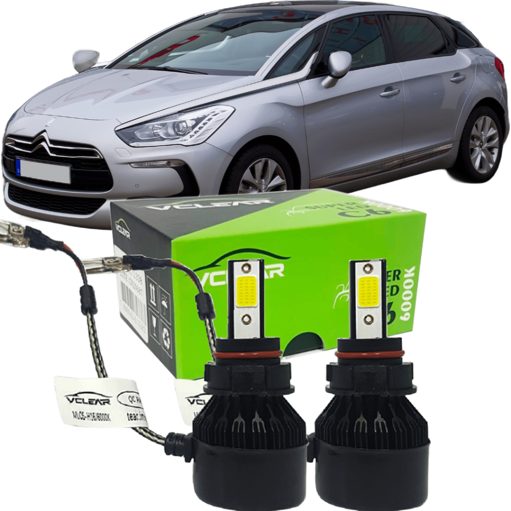 Kit Lâmpada Super LED 6000K 8700 Lumens Citroen DS5 2013 à 2016 Farol de Milha VCLEAR