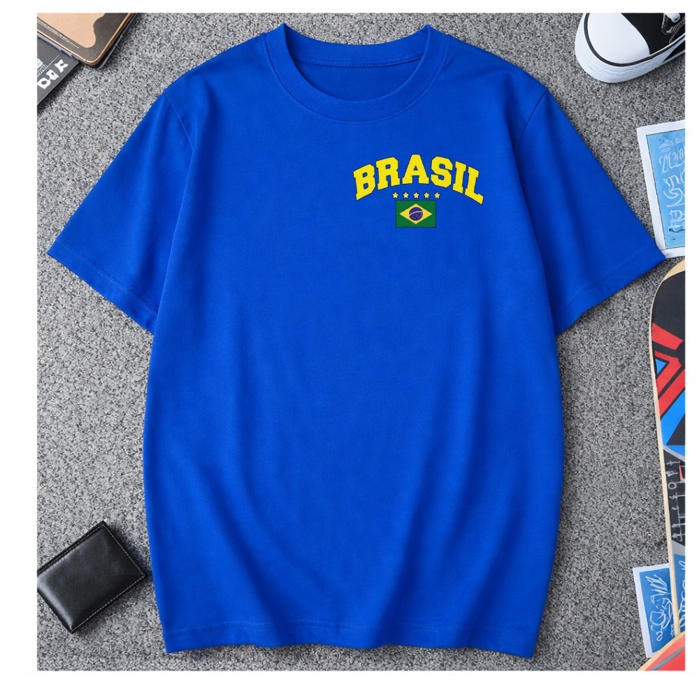 Camisa Brasil Masculina Algodão 100% Copa Camiseta Bandeira do Brasil Estampa Premium Casual