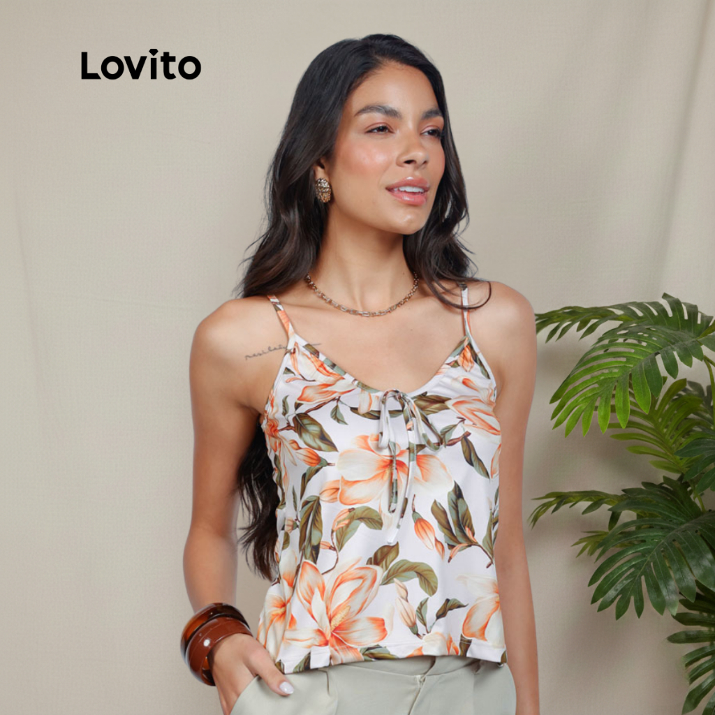 Lovito Bossa l Regata de Alça Fina Estampa Floral BLB15481578 em Oferta na Shopee
