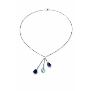Colar  Aço Inox Antialérgico Pingente Pedras Naturais Ágata Azul Berry Mesclada.