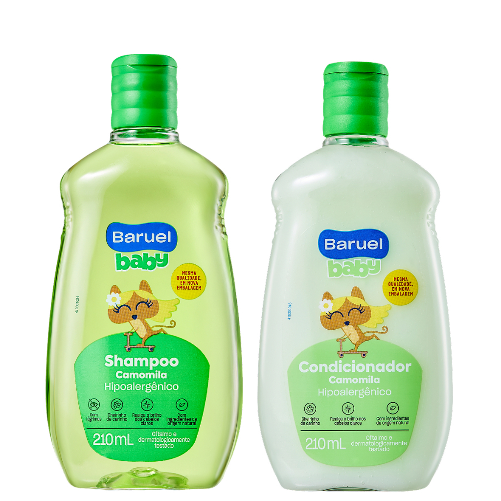 Kit Shampoo + Condicionador Infantil Camomila Baruel Baby 210ml Cada em Oferta na Shopee