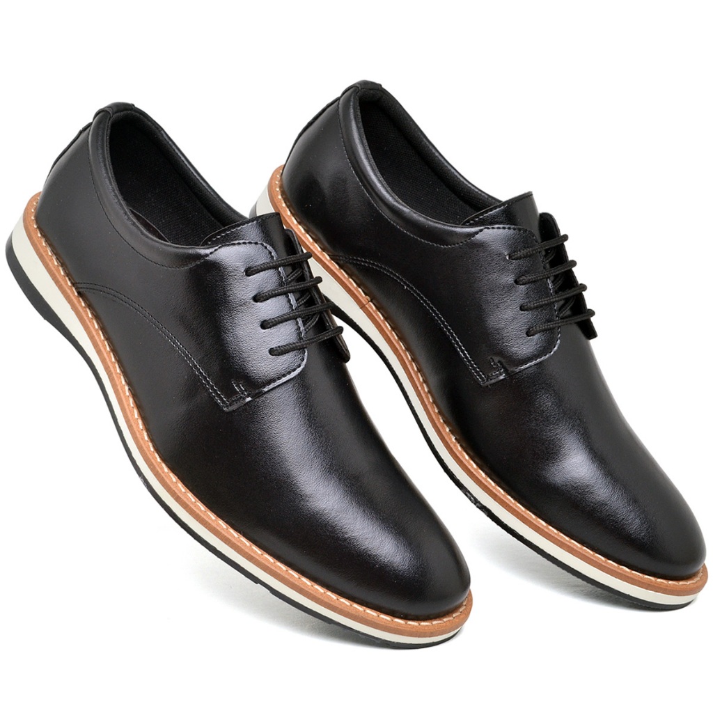 Sapato Casual Masculino Preto Marrom Confortável Derby Oxford Sapatenis Couro Social Esporte Fino